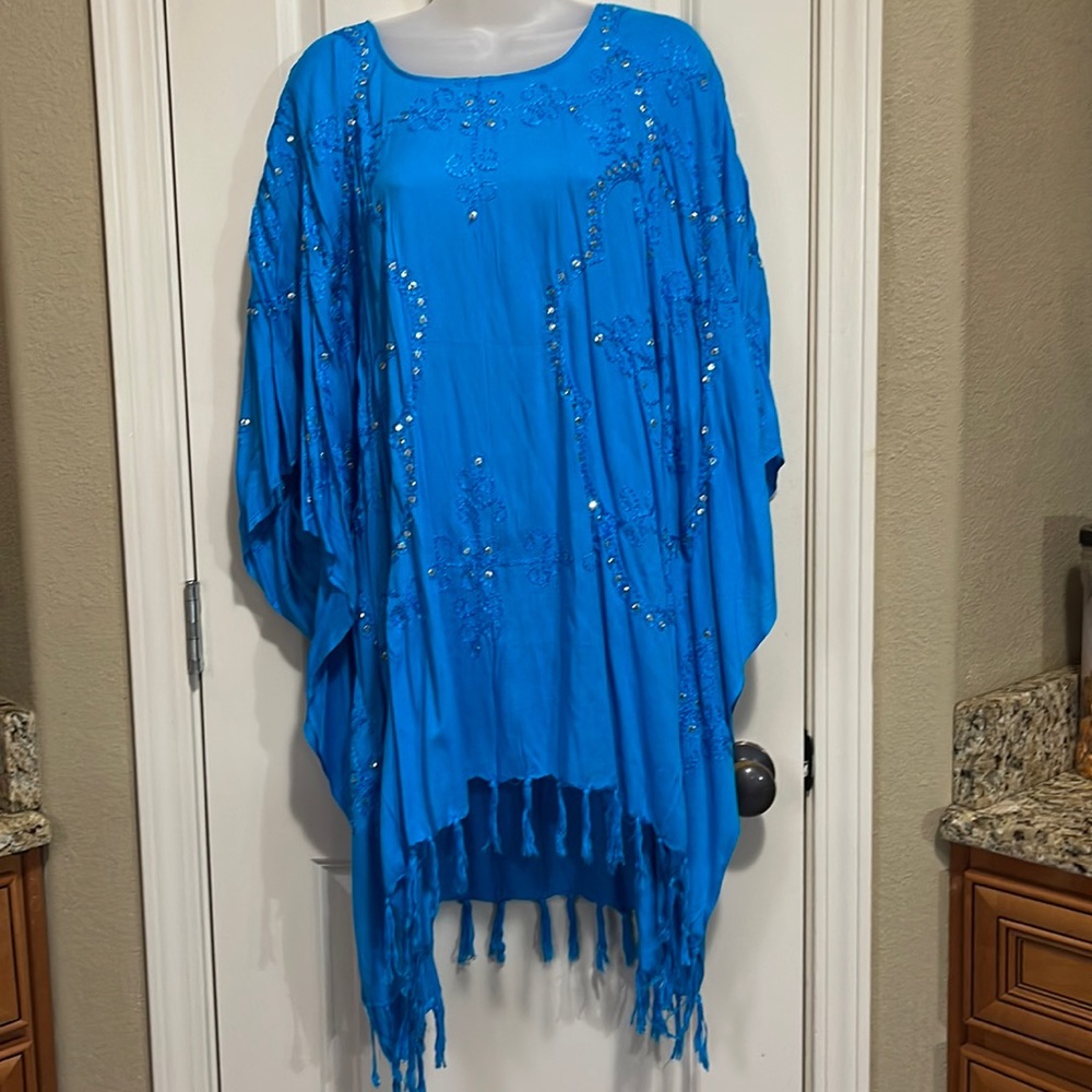Bright blue tunic top One size. NWOT